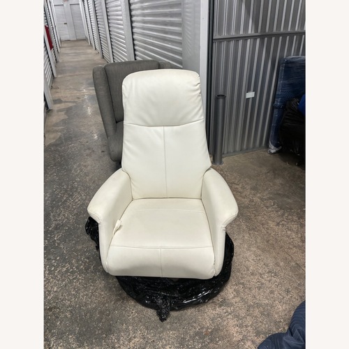 Used White Faux Leather Reclining Lounge Chair for sale on AptDeco