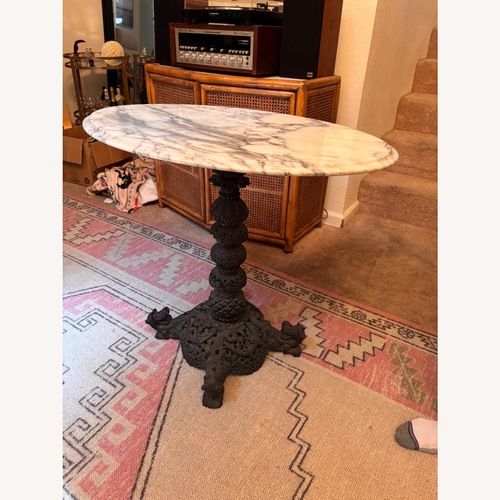 Used Vintage Indian Wood Base Marble Top Table for sale on AptDeco