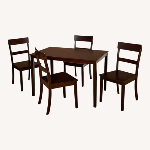 Used Bed Bath & Beyond Dark Brown Wood Dining Set Table & 4 Chairs for sale on AptDeco