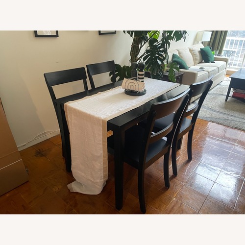 Used Bed Bath & Beyond Dark Brown Wood Dining Set Table & 4 Chairs for sale on AptDeco