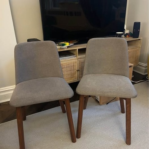 Used Blu Dot Chip Pair of Gray & Walnut Dining Chairs for sale on AptDeco