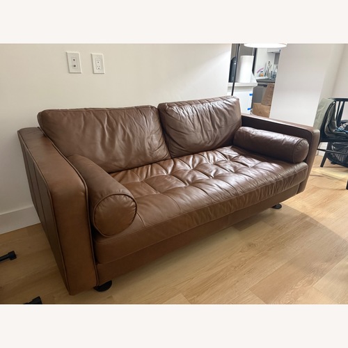 Used Article Light Brown Leather Loveseat for sale on AptDeco