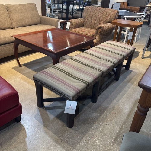 Used Wide Upholstered Bench w Nailhead Trim for sale on AptDeco