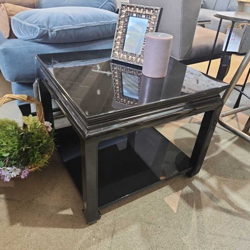 Used Square Tiered Lacquer Side Table for sale on AptDeco