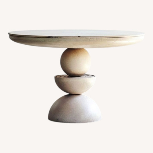 Used Anthropologie Sonali Round 48" Pedestal Wood Dining Table for sale on AptDeco
