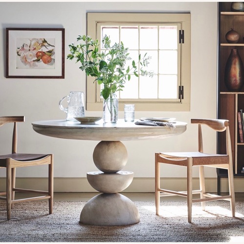 Used Anthropologie Sonali Round 48" Pedestal Wood Dining Table for sale on AptDeco