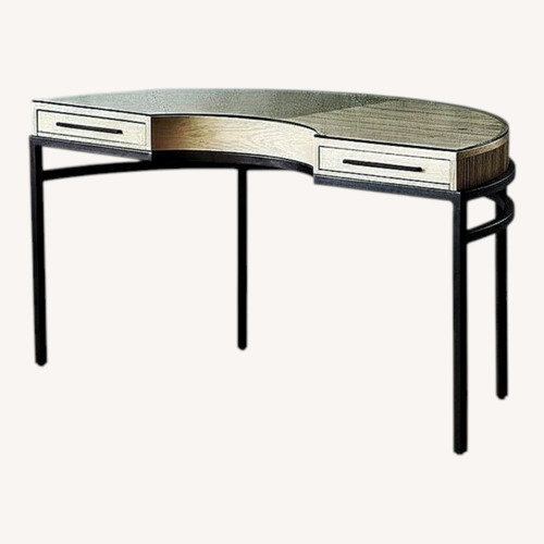 Used CB2 Hobi Crescent Natural Rattan Black Metal Desk for sale on AptDeco