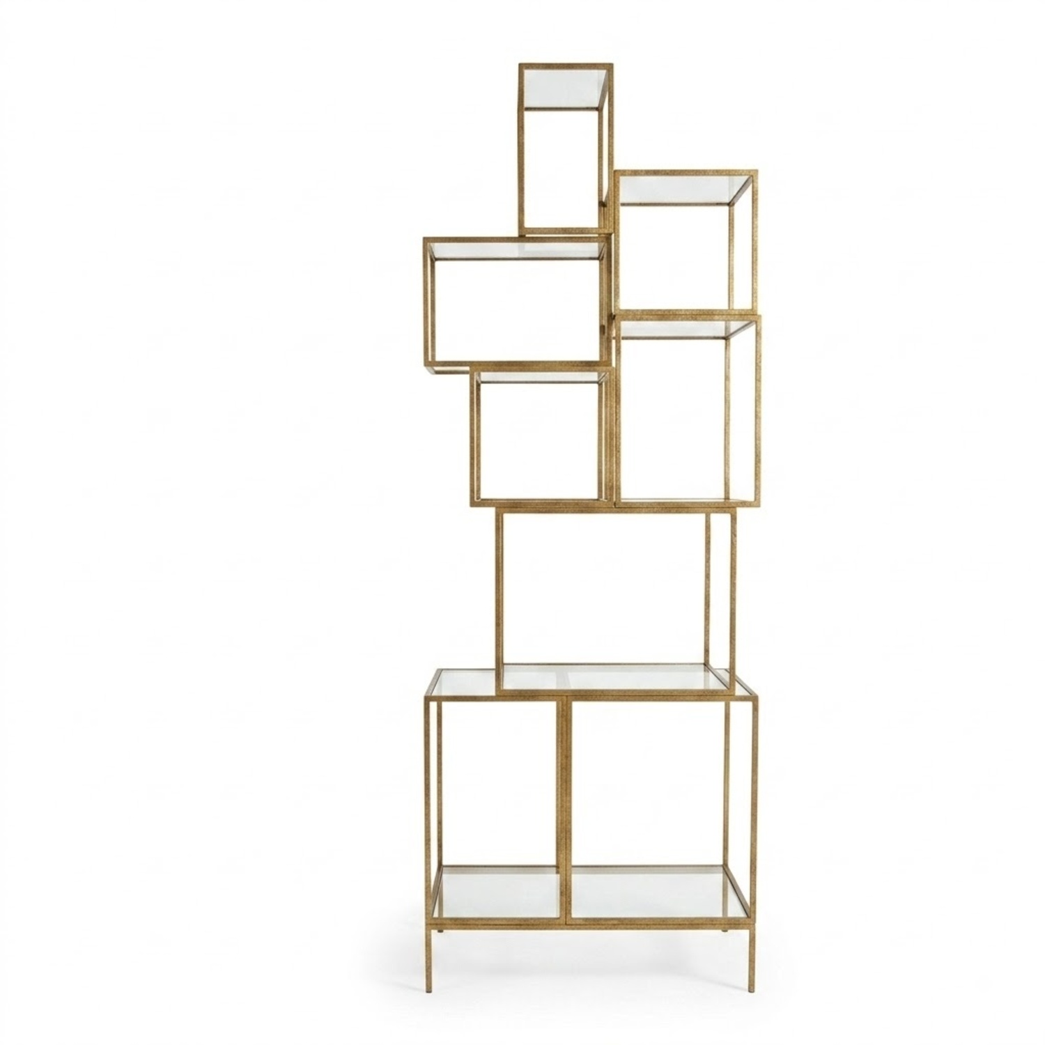 Designer Gold & Glass Étagère Shelving - image-5
