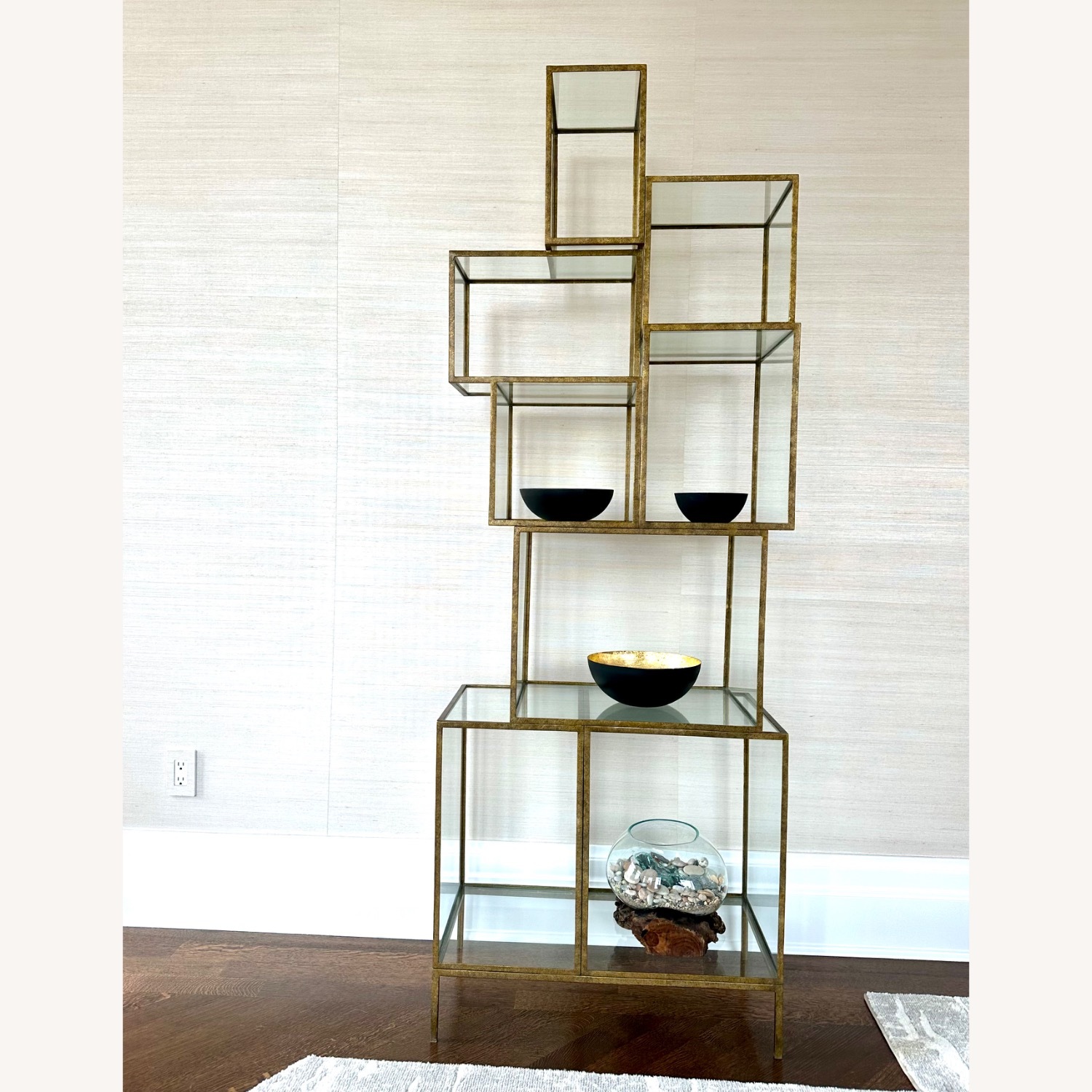 Designer Gold & Glass Étagère Shelving - image-2
