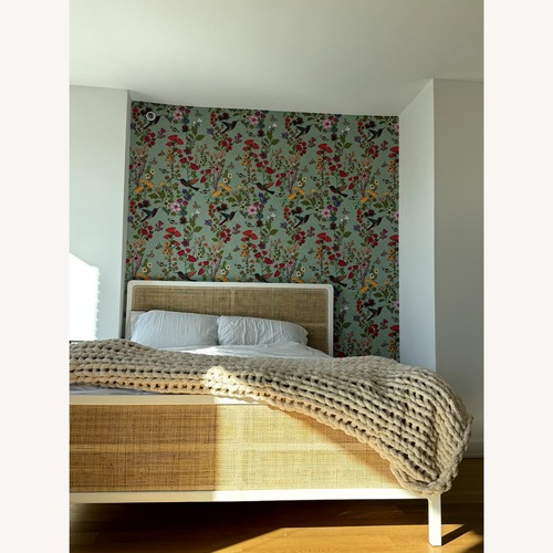 Used West Elm White Wood Queen Ida Woven Bed for sale on AptDeco