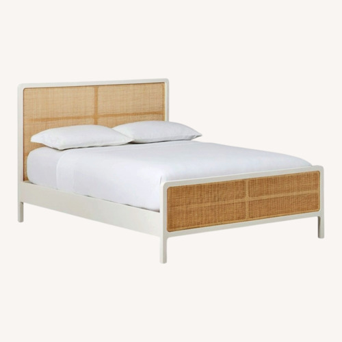 Used West Elm White Wood Queen Ida Woven Bed for sale on AptDeco