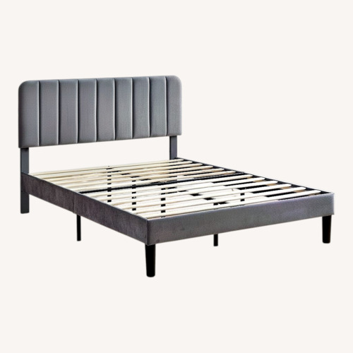 Used Queen Upholstered Platform Bed Frame – Dark Gray for sale on AptDeco