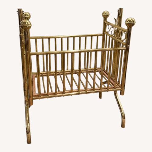 Used Vintage Brass Corsican Baby Cradle Rocking Crib for sale on AptDeco