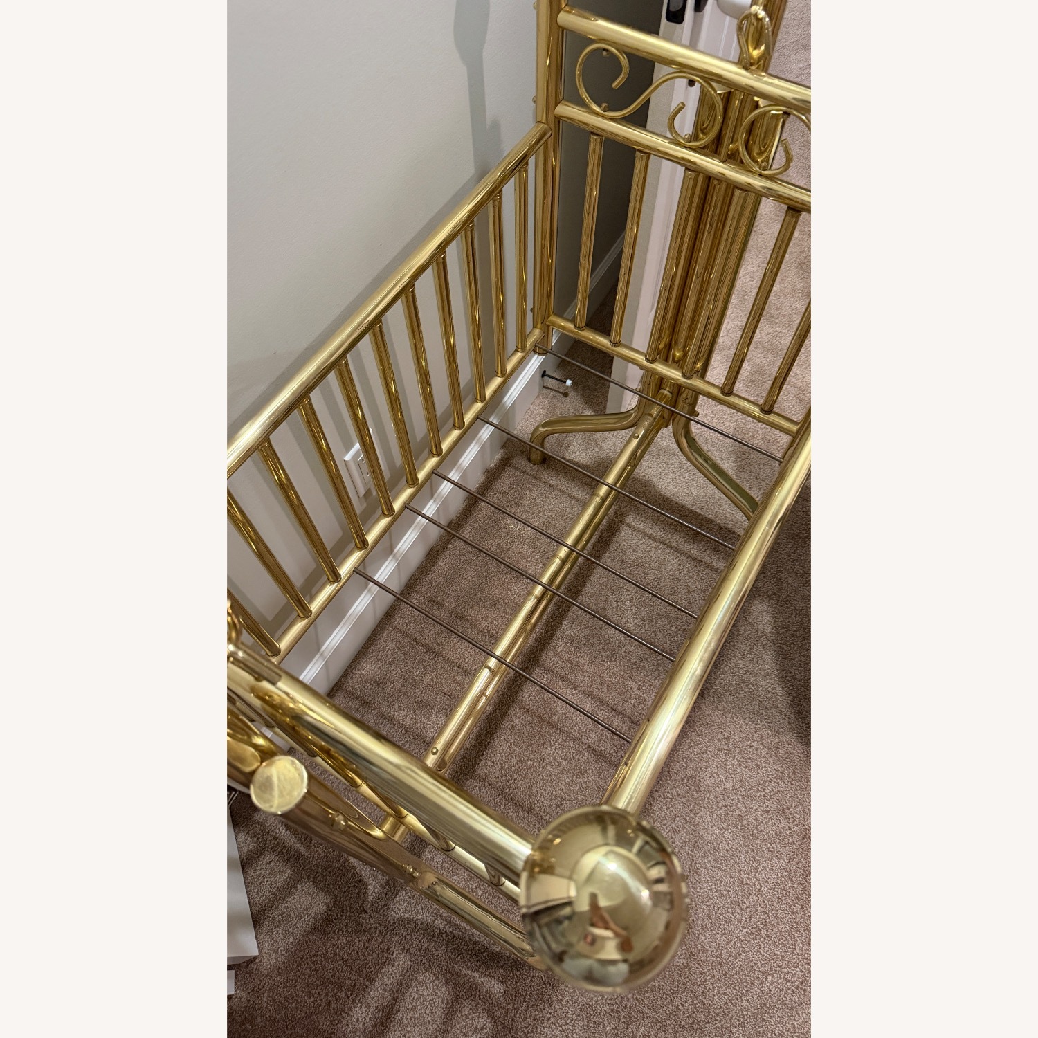 Vintage Brass Corsican Baby Cradle Rocking Crib - image-11