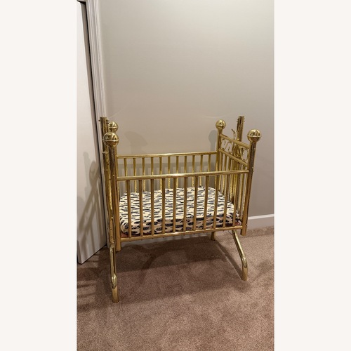 Used Vintage Brass Corsican Baby Cradle Rocking Crib for sale on AptDeco