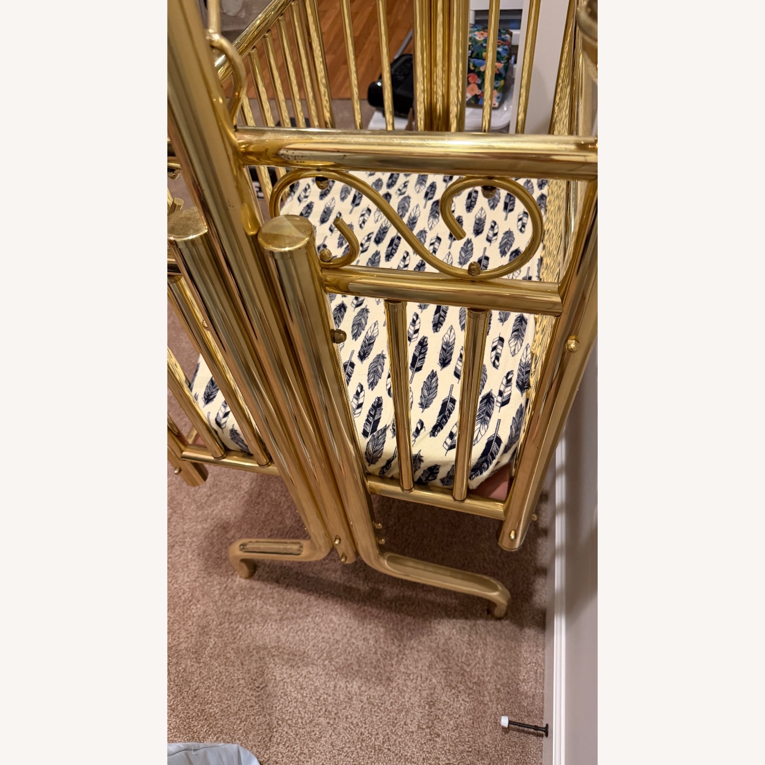 Vintage Brass Corsican Baby Cradle Rocking Crib - image-17