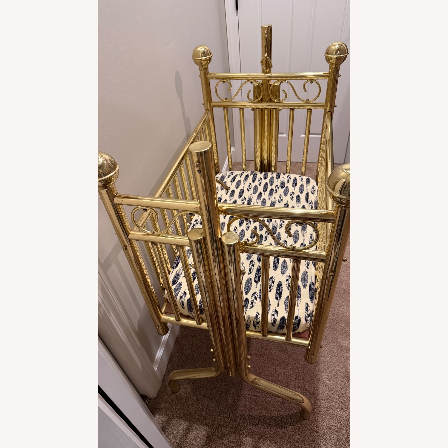 Vintage Brass Corsican Baby Cradle Rocking Crib - image-14