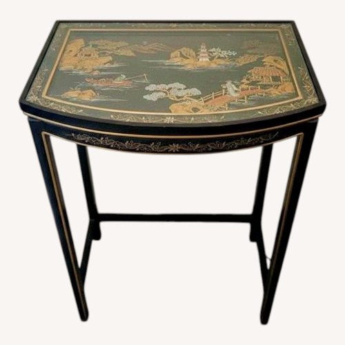 Used Vintage Chinoiserie Black Lacquer Side Table  for sale on AptDeco