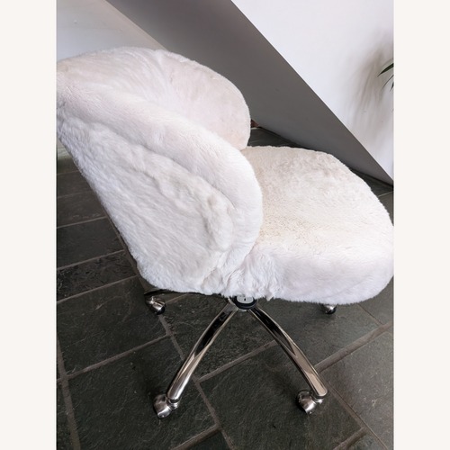 Used Pottery Barn Teen White Faux Fur Office Chair for sale on AptDeco