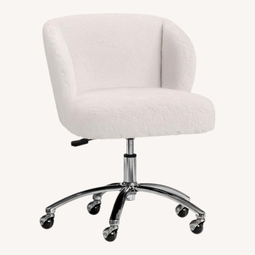 Used Pottery Barn Teen White Faux Fur Office Chair for sale on AptDeco