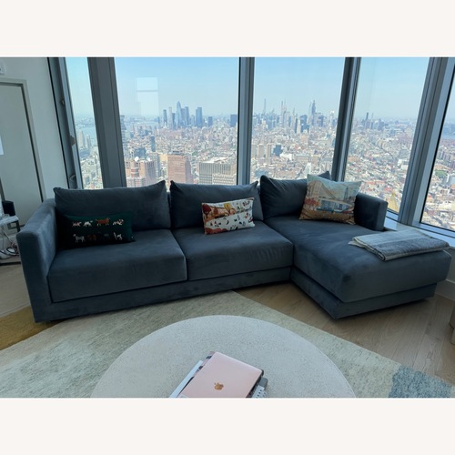 Used West Elm Gray Velvet Melbourne Chaise Sectional for sale on AptDeco