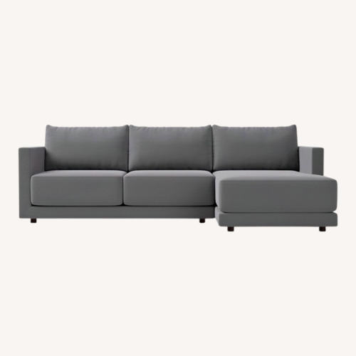 Used West Elm Gray Velvet Melbourne Chaise Sectional for sale on AptDeco