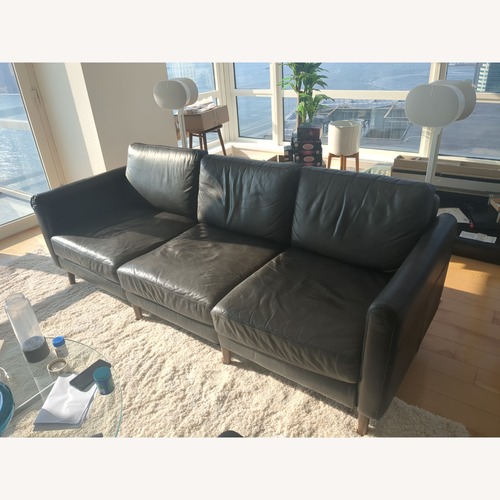 Used Burrow Nomad Black Leather sofa for sale on AptDeco