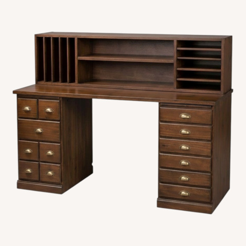 Used Pottery Barn Printer's Dark Brown Wood Desk for sale on AptDeco