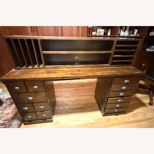 Used Pottery Barn Printer's Dark Brown Wood Desk for sale on AptDeco