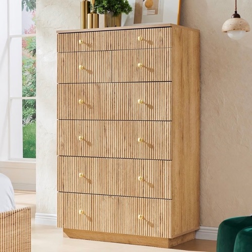 Used Amazon Natural Wood Fluted Dresser for sale on AptDeco