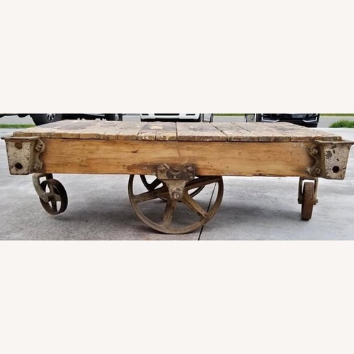 Used Antique Industrial Factory Cart Coffee Table for sale on AptDeco