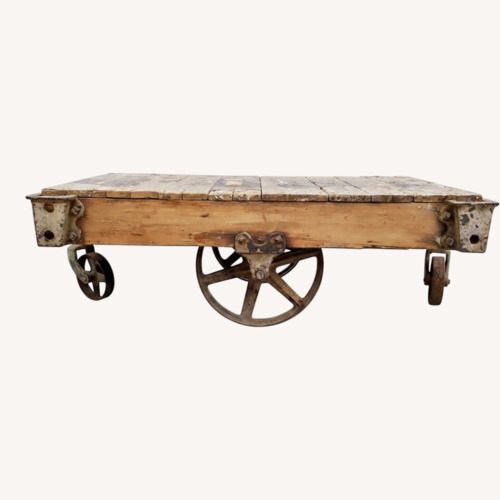 Used Antique Industrial Factory Cart Coffee Table for sale on AptDeco