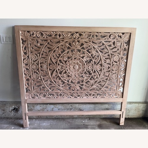 Used World Market Light Brown Wood Headboard for sale on AptDeco