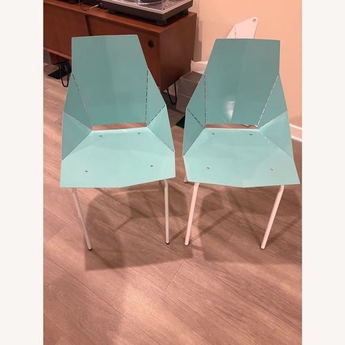 Used Blu Dot Real Good Blue Metal Dining Chairs for sale on AptDeco
