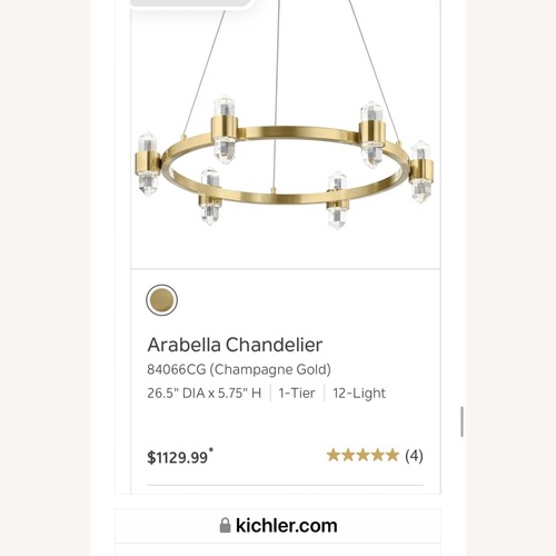 Used Kichler Gold champagne Metal Ceiling Chandelier for sale on AptDeco