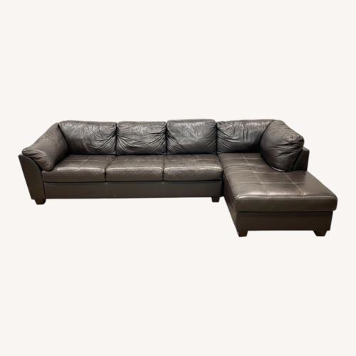 Used Dark Brown Leather 3+ Piece Sectional for sale on AptDeco