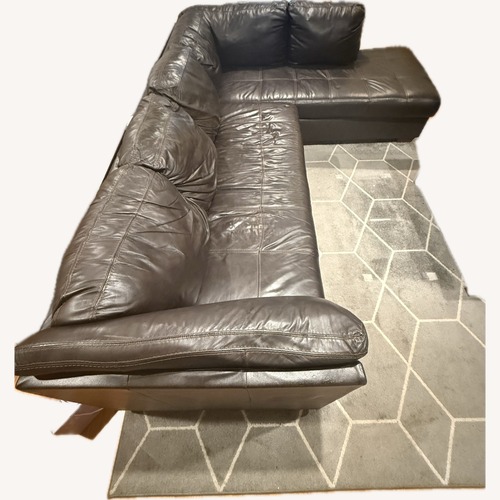 Used Dark Brown Leather 3+ Piece Sectional for sale on AptDeco