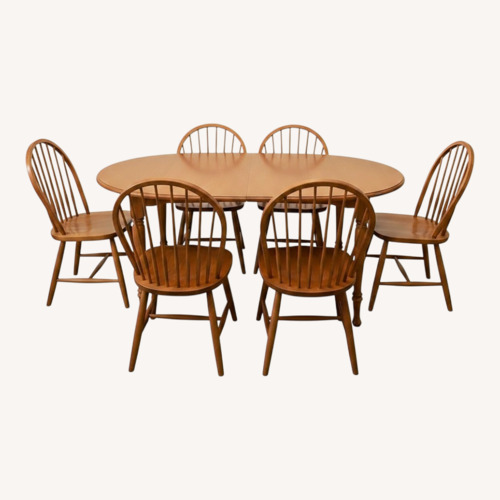 Used Classic Solid Wood Dining Table Set – 6 Chairs for sale on AptDeco