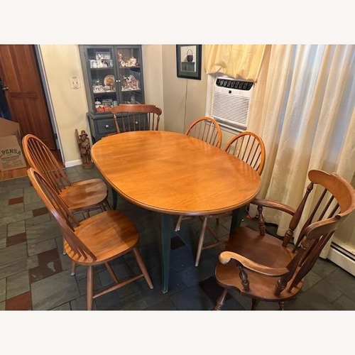 Used Classic Solid Wood Dining Table Set – 6 Chairs for sale on AptDeco