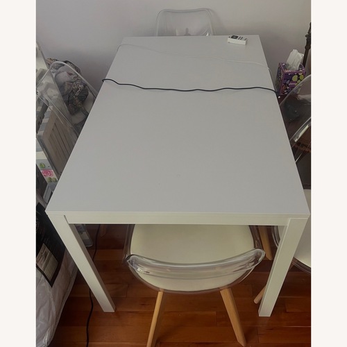 Used Vintage/Antique White Leather Dining Table for sale on AptDeco