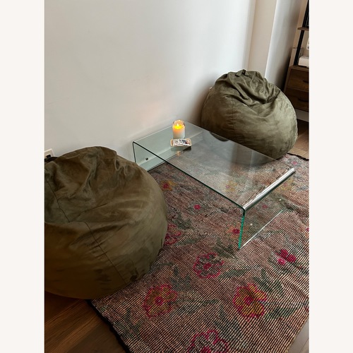 Used Amazon Two Olive Green Beanbag Chairs for sale on AptDeco