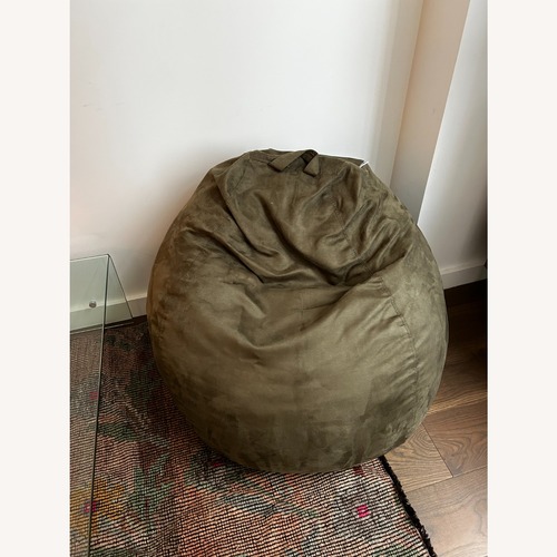 Used Amazon Two Olive Green Beanbag Chairs for sale on AptDeco