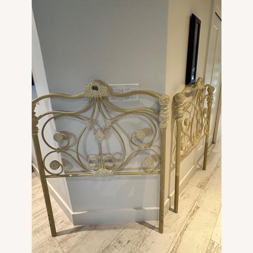 Used Vintage Brass & Antique White Twin Headboards for sale on AptDeco