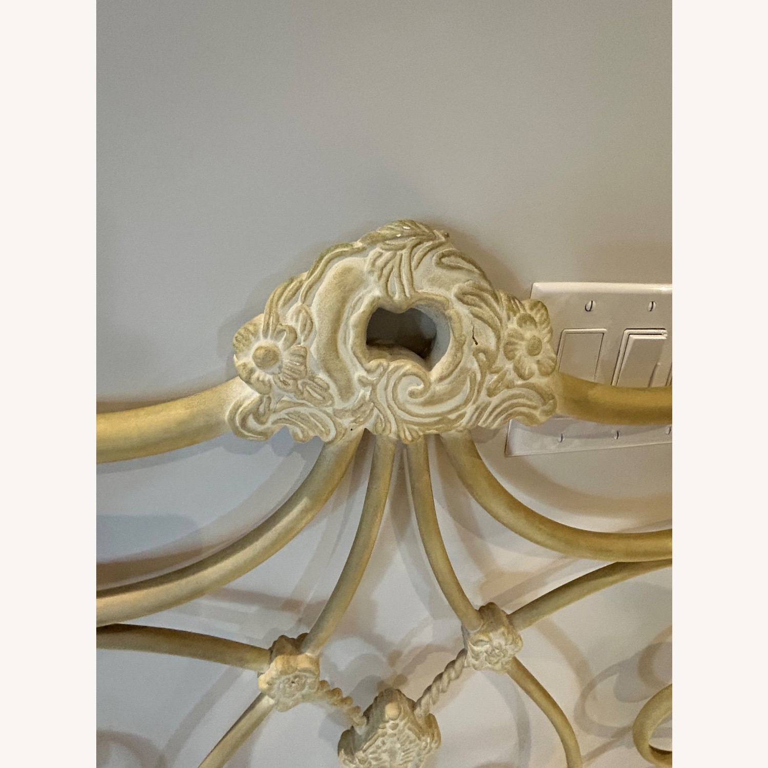 Vintage Brass & Antique White Twin Headboards - image-3