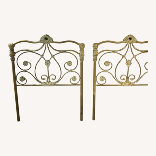 Used Vintage Brass & Antique White Twin Headboards for sale on AptDeco