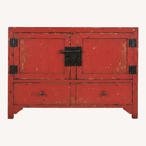 Used Pottery Barn Tao Red Wood Media Storage for sale on AptDeco