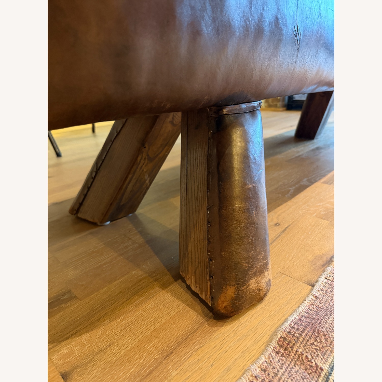 Vintage Leather Gymnasium Pommel Horse Bench - image-9