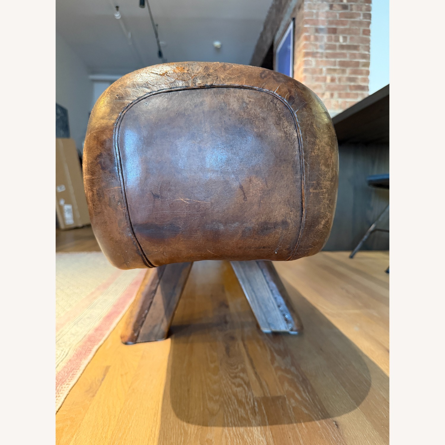 Vintage Leather Gymnasium Pommel Horse Bench - image-6