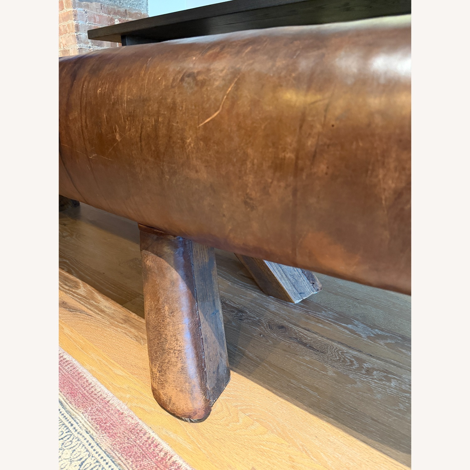 Vintage Leather Gymnasium Pommel Horse Bench - image-4