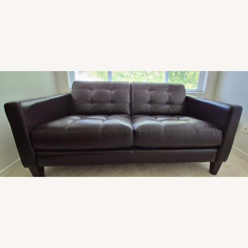 Used Macy's Chateau D'ax Chocolate Loveseat for sale on AptDeco